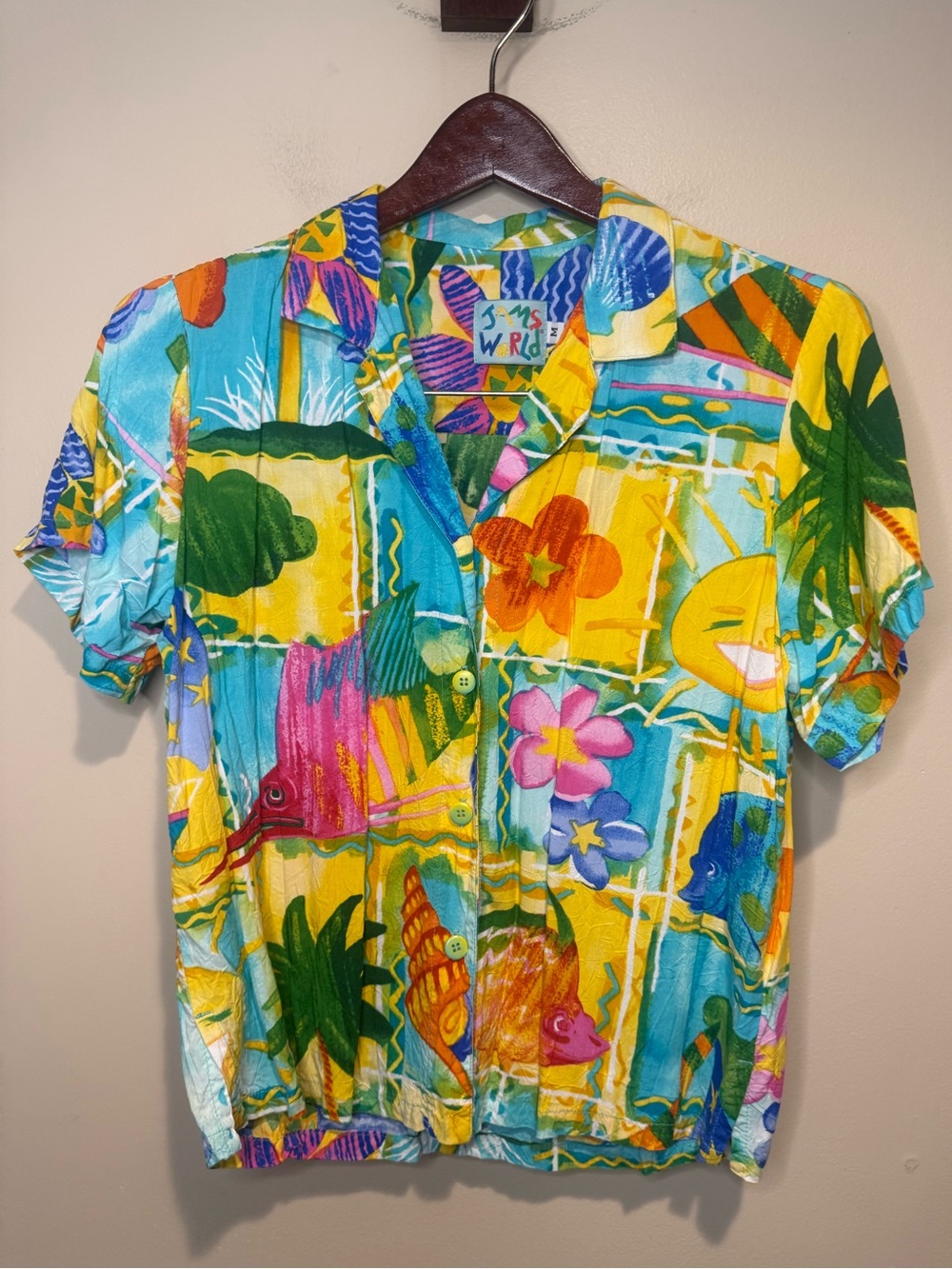 Vintage Jams World sunnyvale Aloha Tropical Art To Wear Camp Shirt Size M